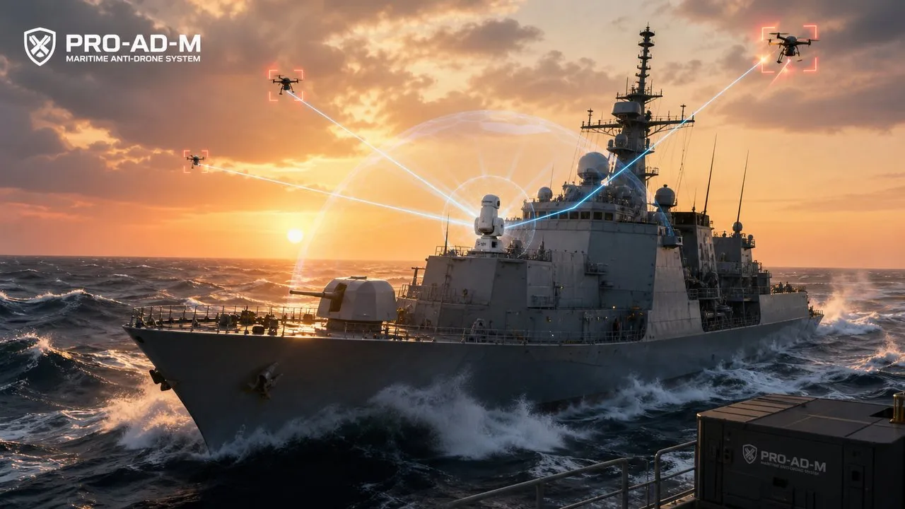 PRO-AD-M protecting a naval vessel against multiple aerial threats