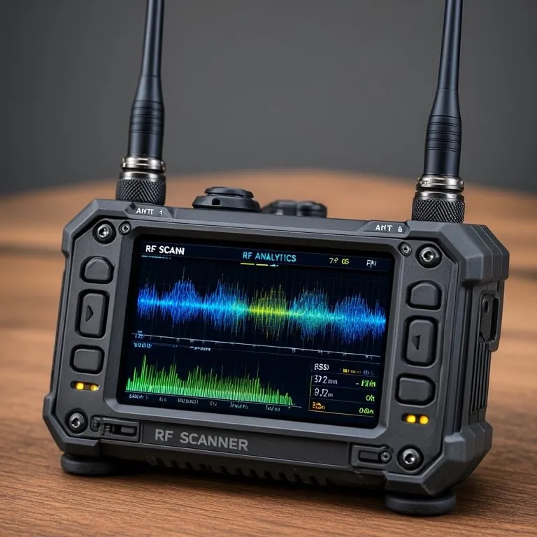 RF scanner showing a captured radio frequency spectrum