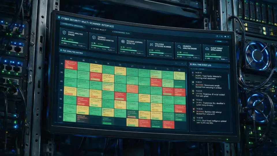 Multi-engine scanning dashboard inside an on-premise data centre