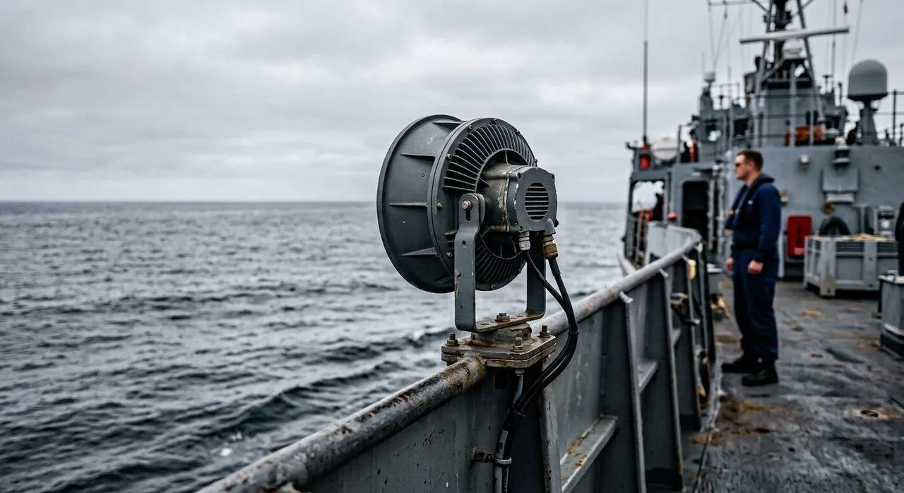 Pro-LRAD deployed aboard a vessel for maritime hailing