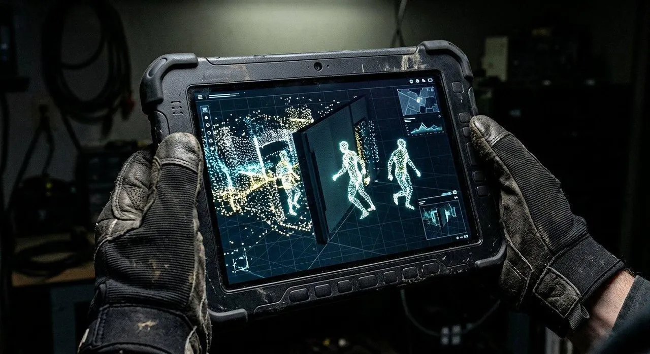 PRO-Wall 3D Scan operator display showing detected people beyond a wall